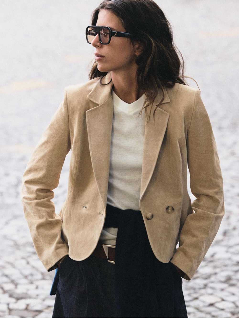 Zara LEATHER CROPPED BLAZER WITH SHOULDER PADS 3046/283/711 - Picture 3 of 7